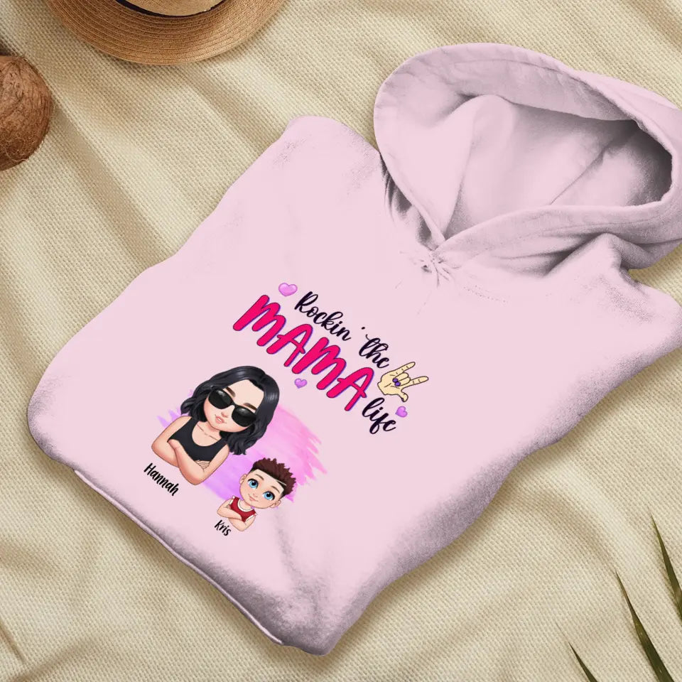 Rockin' The Mama Life - Custom Name - Personalized Gifts For Mom - Hoodie