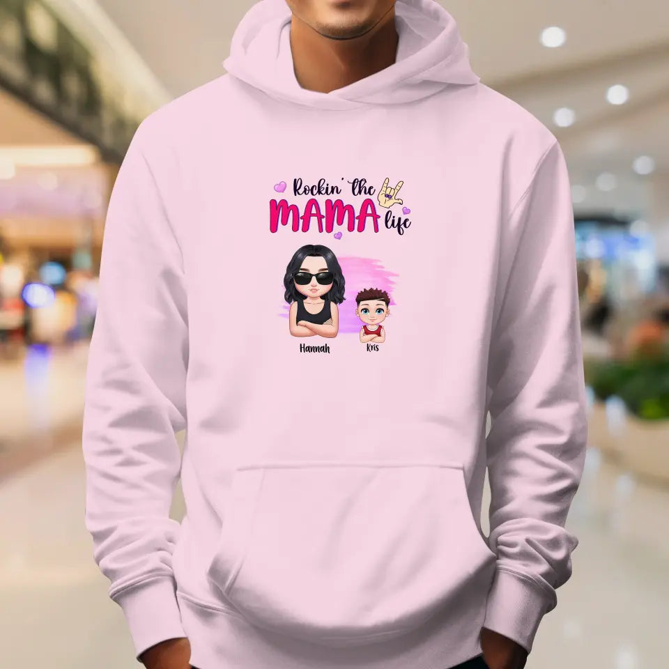 Rockin' The Mama Life - Custom Name - Personalized Gifts For Mom - Hoodie