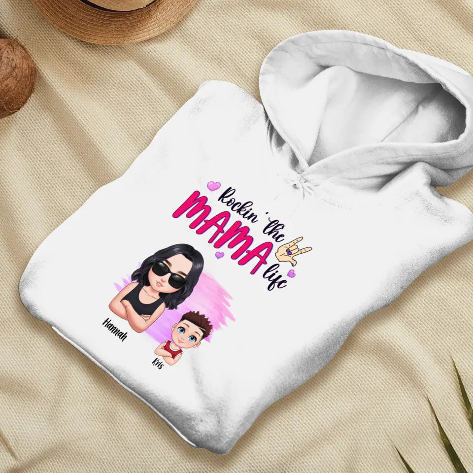 Rockin' The Mama Life - Custom Name - Personalized Gifts For Mom - Hoodie