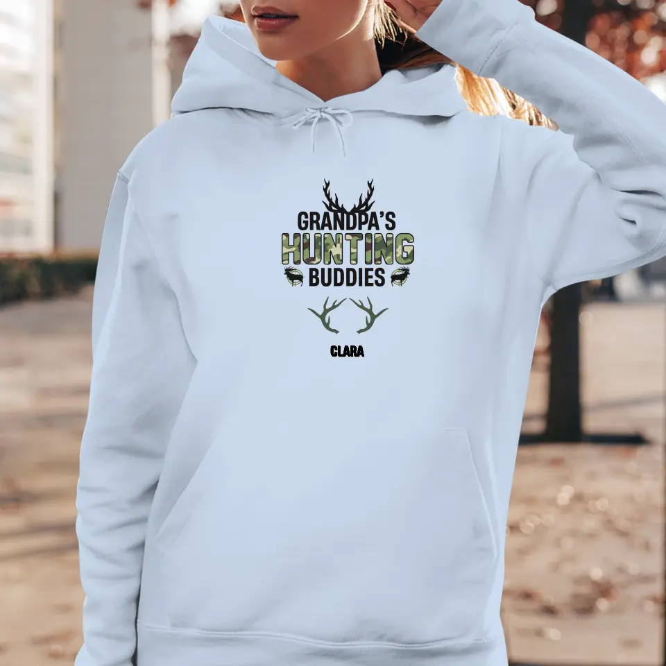 Grandpa's Hunting Buddies - Custom Name - Personalized Gifts For Grandpa - T-Shirt