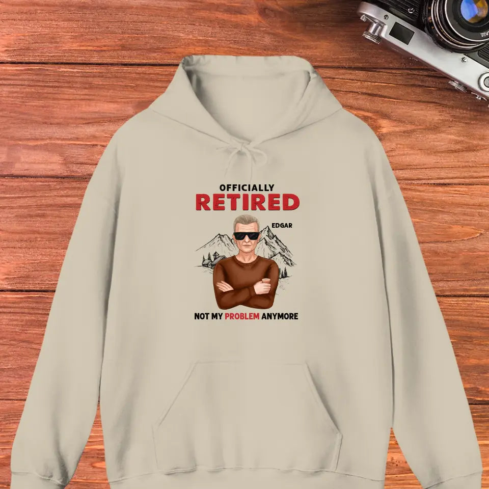 Officially Retired - Custom Name - Personalized Gifts For Grandpa - T-Shirt