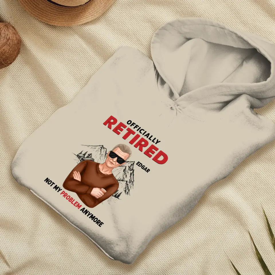 Officially Retired - Custom Name - Personalized Gifts For Grandpa - T-Shirt