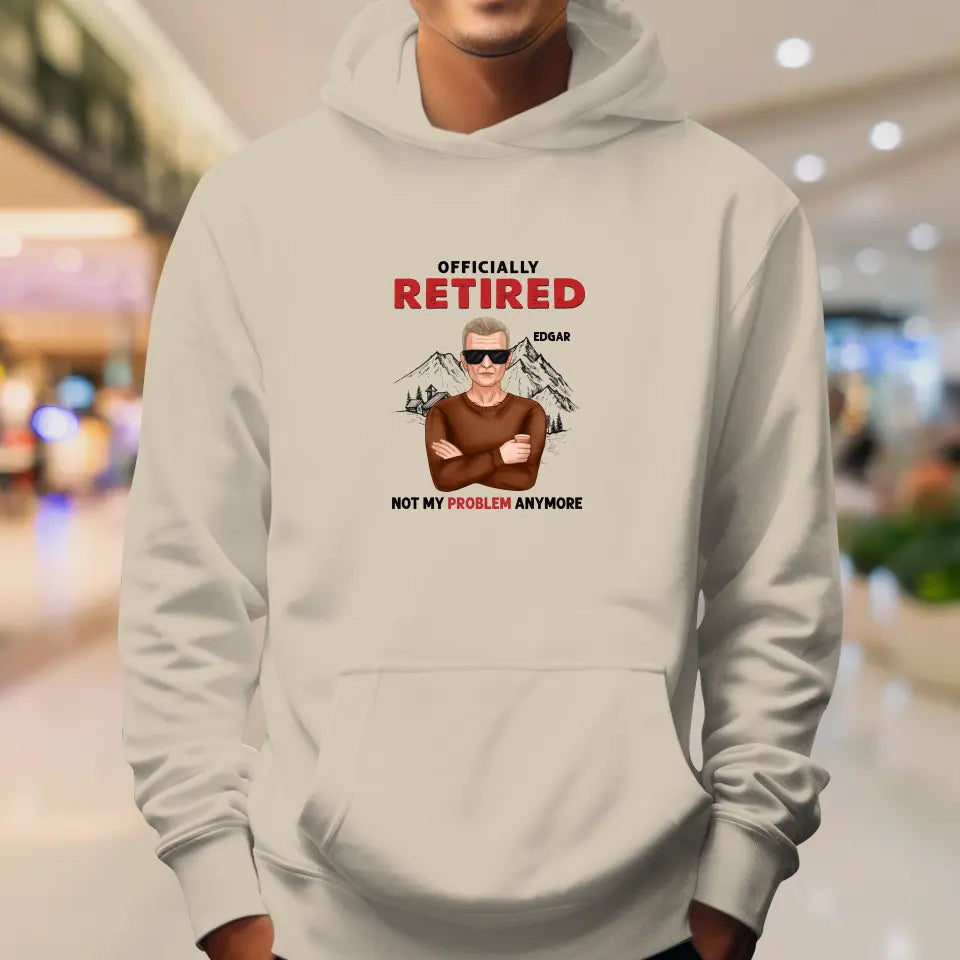 Officially Retired - Custom Name - Personalized Gifts For Grandpa - T-Shirt