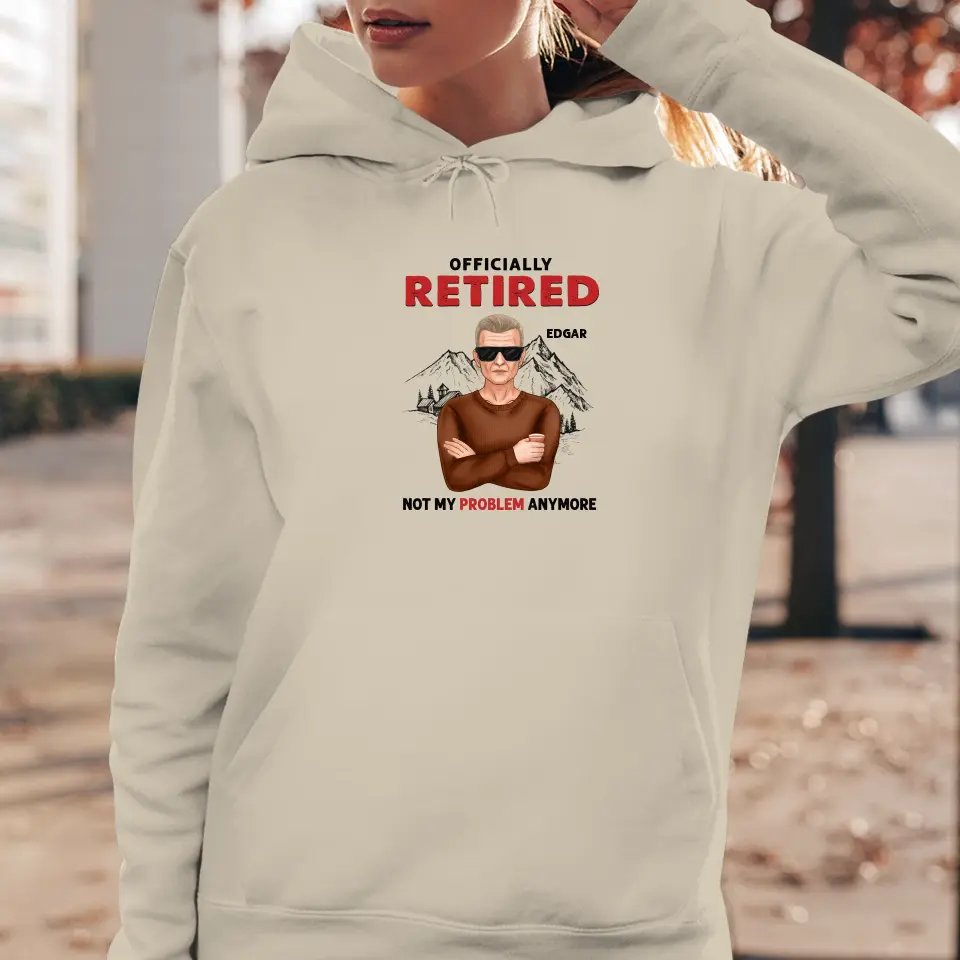 Officially Retired - Custom Name - Personalized Gifts For Grandpa - T-Shirt