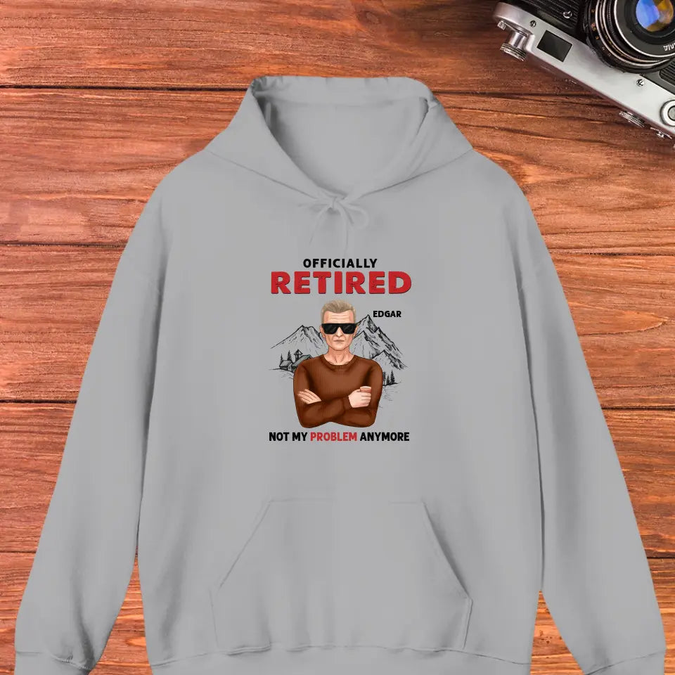 Officially Retired - Custom Name - Personalized Gifts For Grandpa - T-Shirt