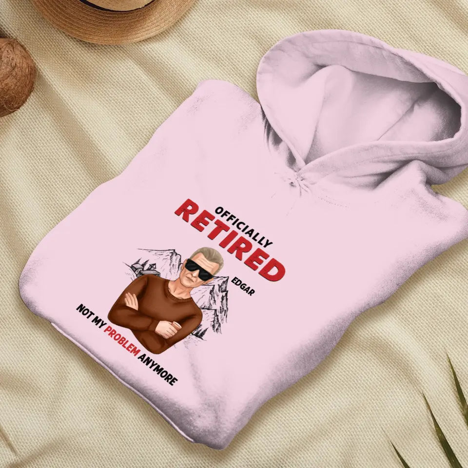 Officially Retired - Custom Name - Personalized Gifts For Grandpa - T-Shirt