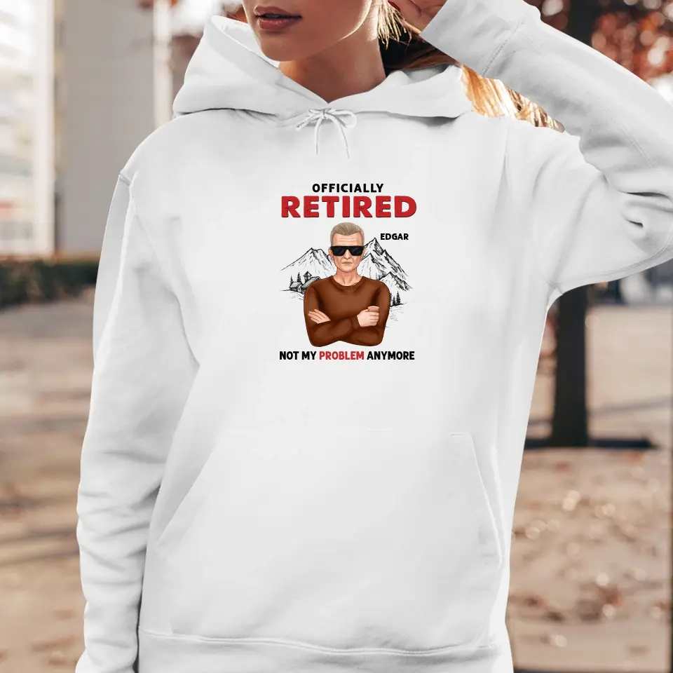 Officially Retired - Custom Name - Personalized Gifts For Grandpa - T-Shirt