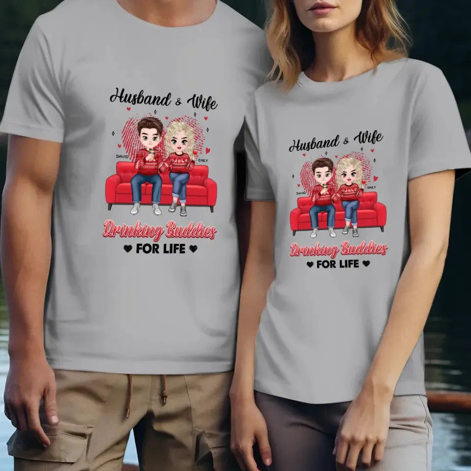 Drinking Buddies For Life - Personalized Gifts for Couples - Unisex T-Shirt