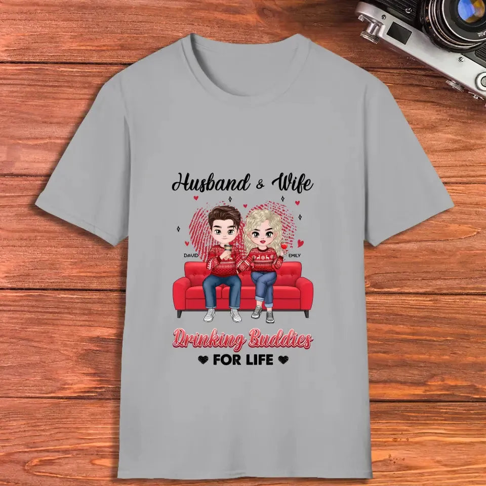 Drinking Buddies For Life - Personalized Gifts for Couples - Unisex T-Shirt