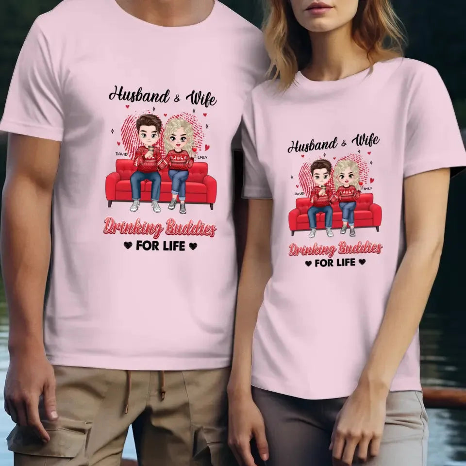 Drinking Buddies For Life - Personalized Gifts for Couples - Unisex T-Shirt