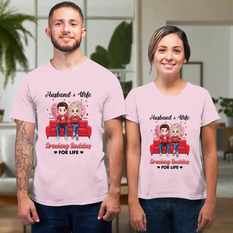 Drinking Buddies For Life - Personalized Gifts for Couples - Unisex T-Shirt