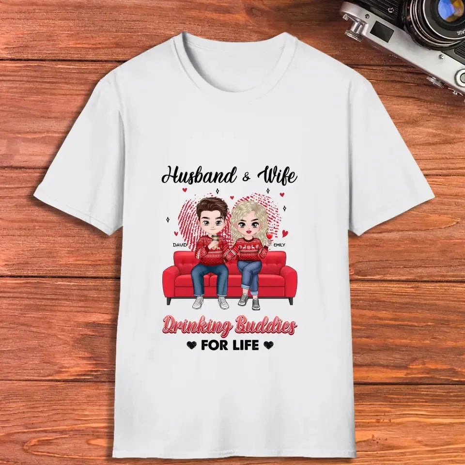 Drinking Buddies For Life - Personalized Gifts for Couples - Unisex T-Shirt