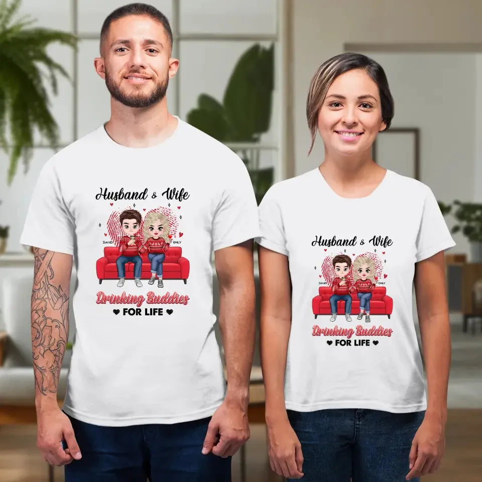 Drinking Buddies For Life - Personalized Gifts for Couples - Unisex T-Shirt