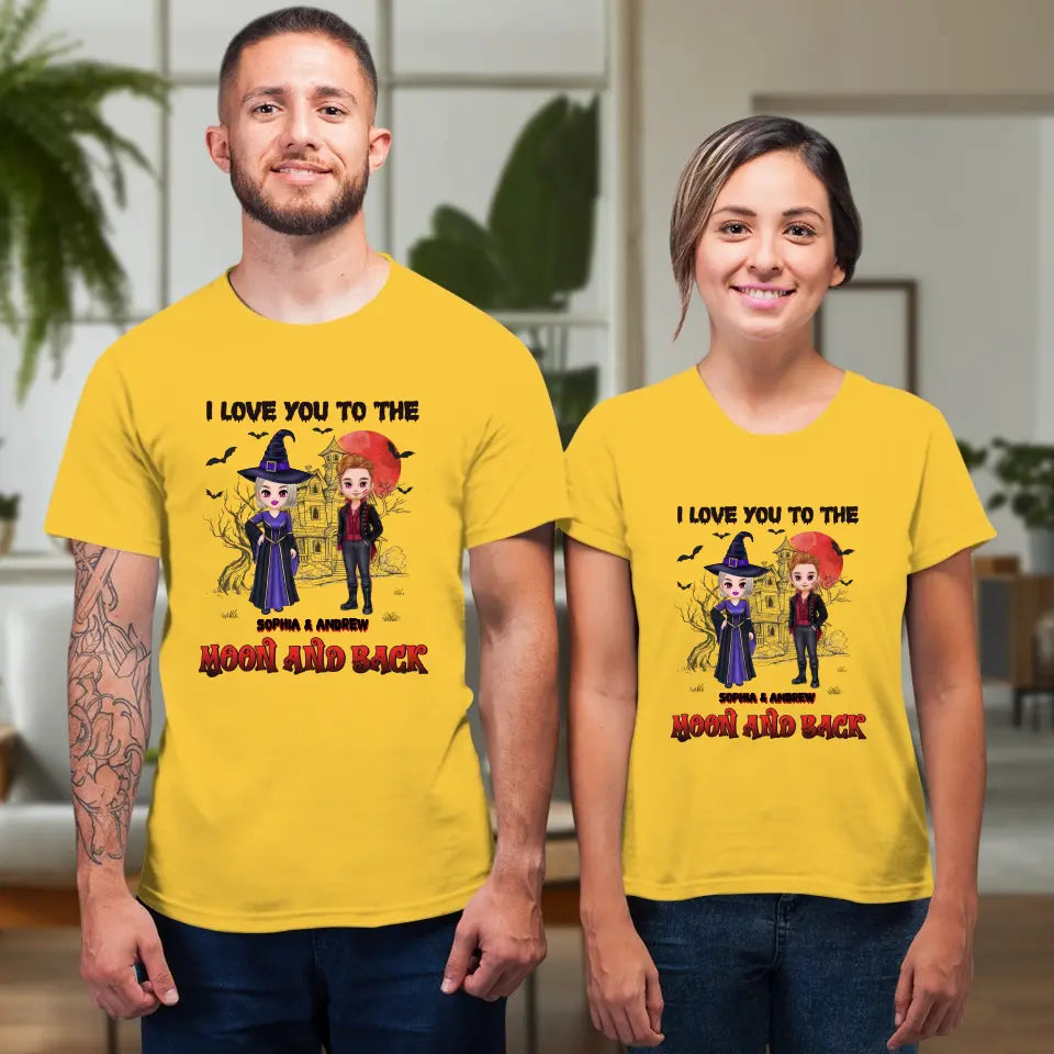 I Love You To The Moon And Back - Custom Name - Personalized Gifts for Couples - T-Shirt