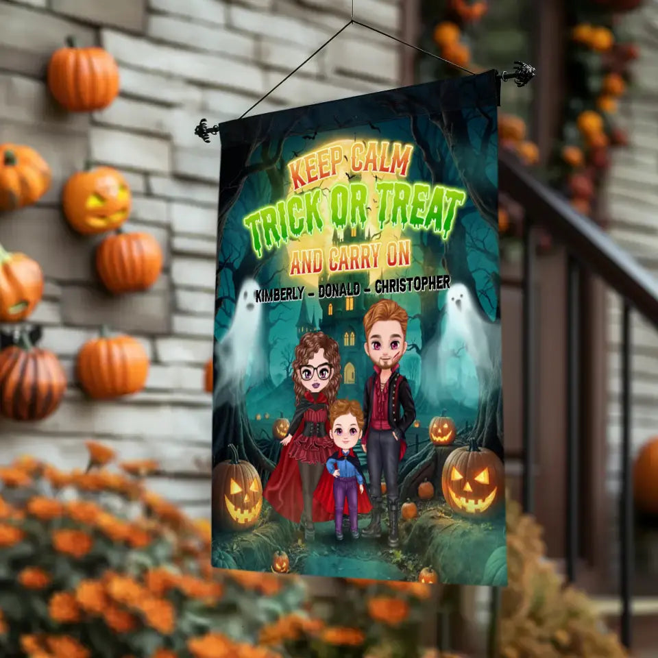 Trick Or Treat - Custom Name - Personalized Gifts For Family - Garden Banner