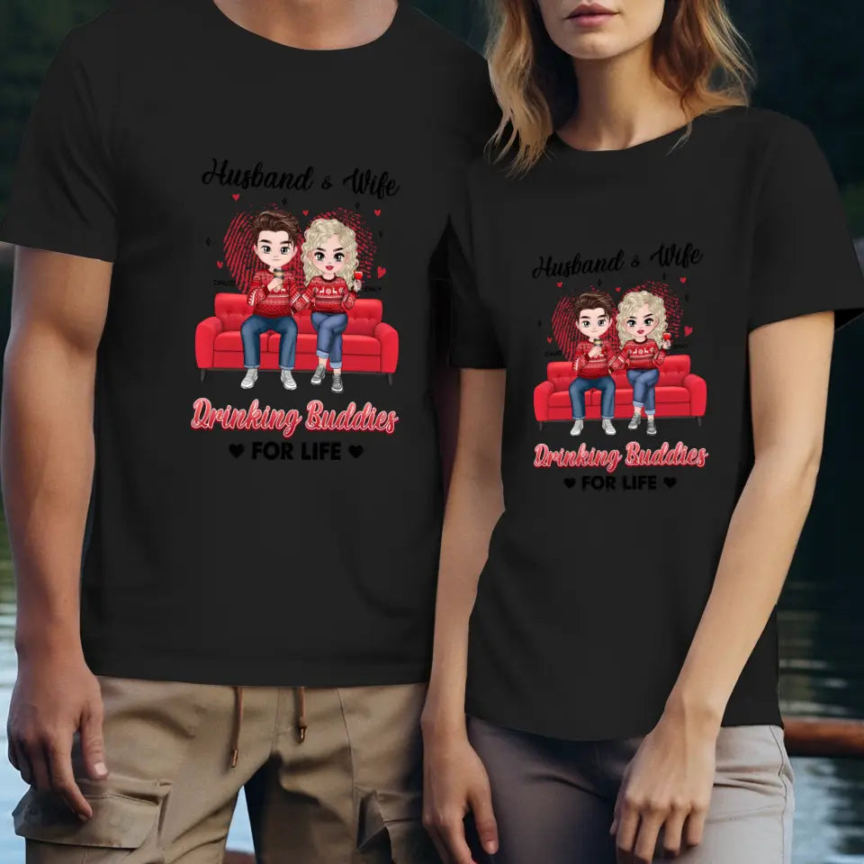 Drinking Buddies - Personalized Gifts for Couples - Unisex T-Shirt