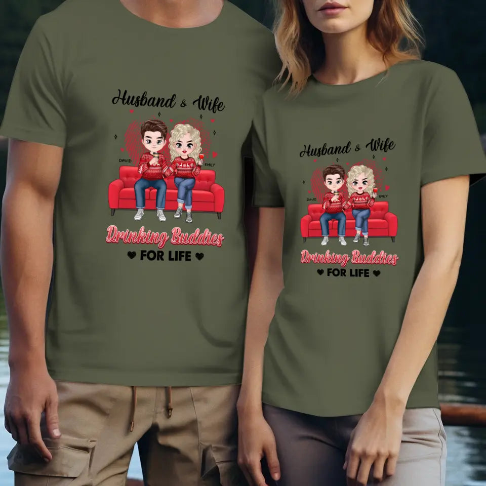 Drinking Buddies - Personalized Gifts for Couples - Unisex T-Shirt