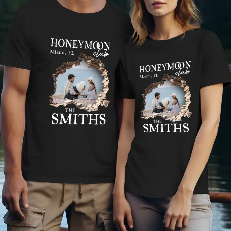 Honeymoon Honeymoon - Custom Photo - Personalized Gifts for Couples - Unisex T-Shirt