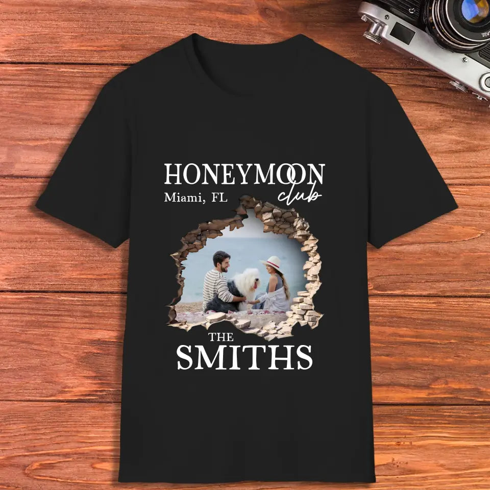 Honeymoon Honeymoon - Custom Photo - Personalized Gifts for Couples - Unisex T-Shirt