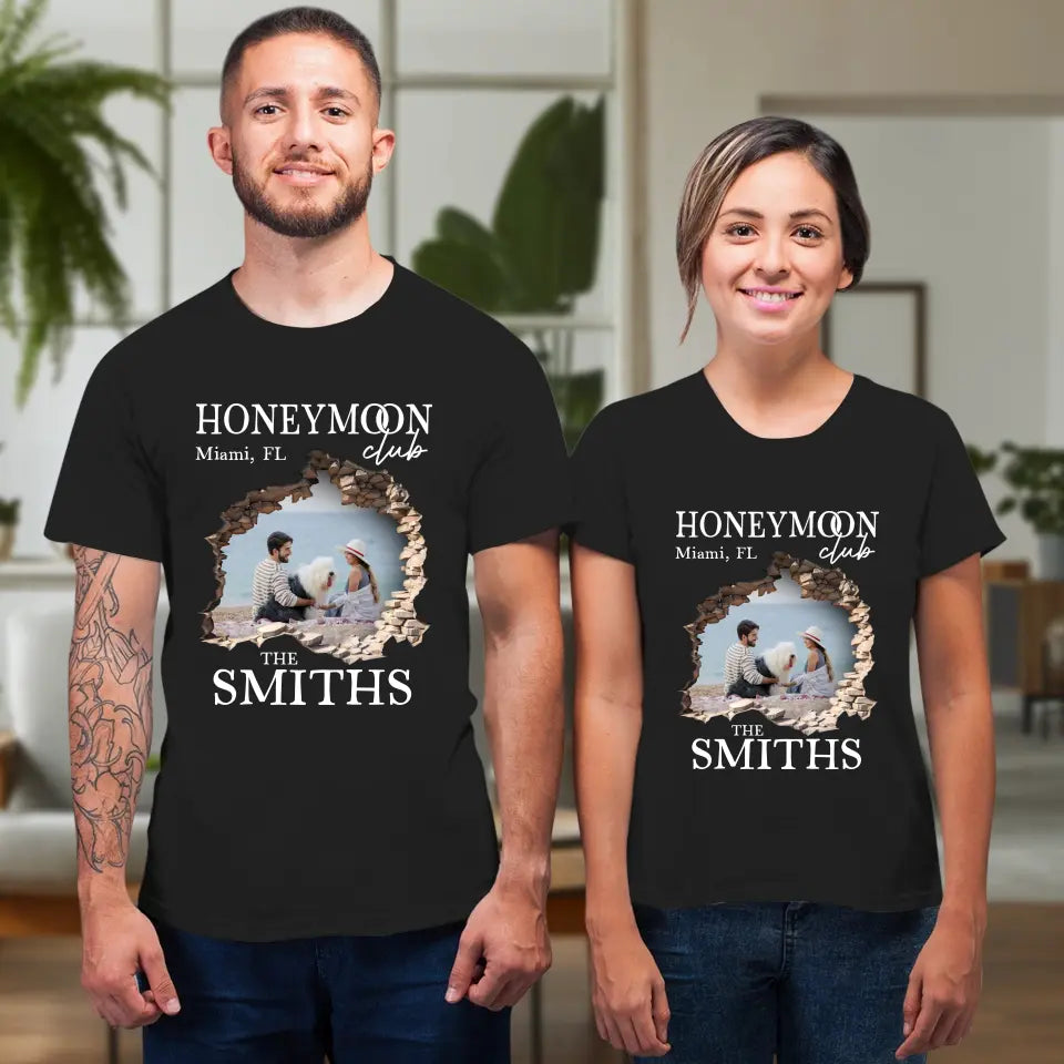 Honeymoon Honeymoon - Custom Photo - Personalized Gifts for Couples - Unisex T-Shirt