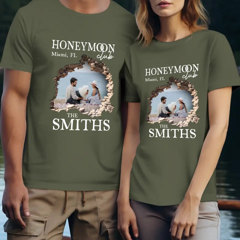 Honeymoon Honeymoon - Custom Photo - Personalized Gifts for Couples - Unisex T-Shirt