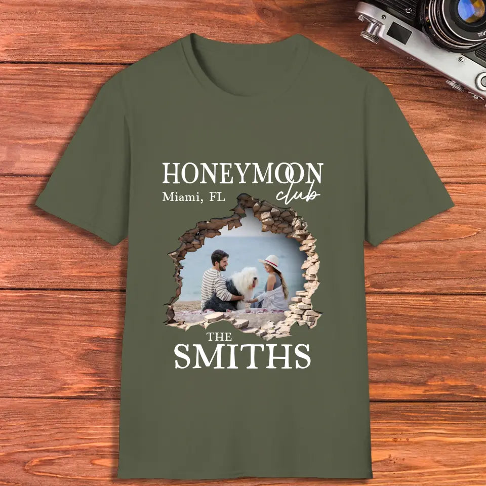 Honeymoon Honeymoon - Custom Photo - Personalized Gifts for Couples - Unisex T-Shirt