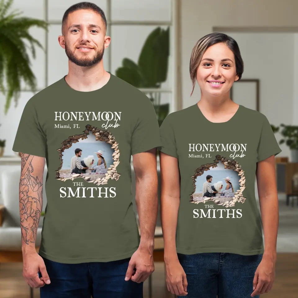 Honeymoon Honeymoon - Custom Photo - Personalized Gifts for Couples - Unisex T-Shirt