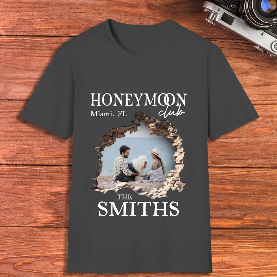 Honeymoon Honeymoon - Custom Photo - Personalized Gifts for Couples - Unisex T-Shirt