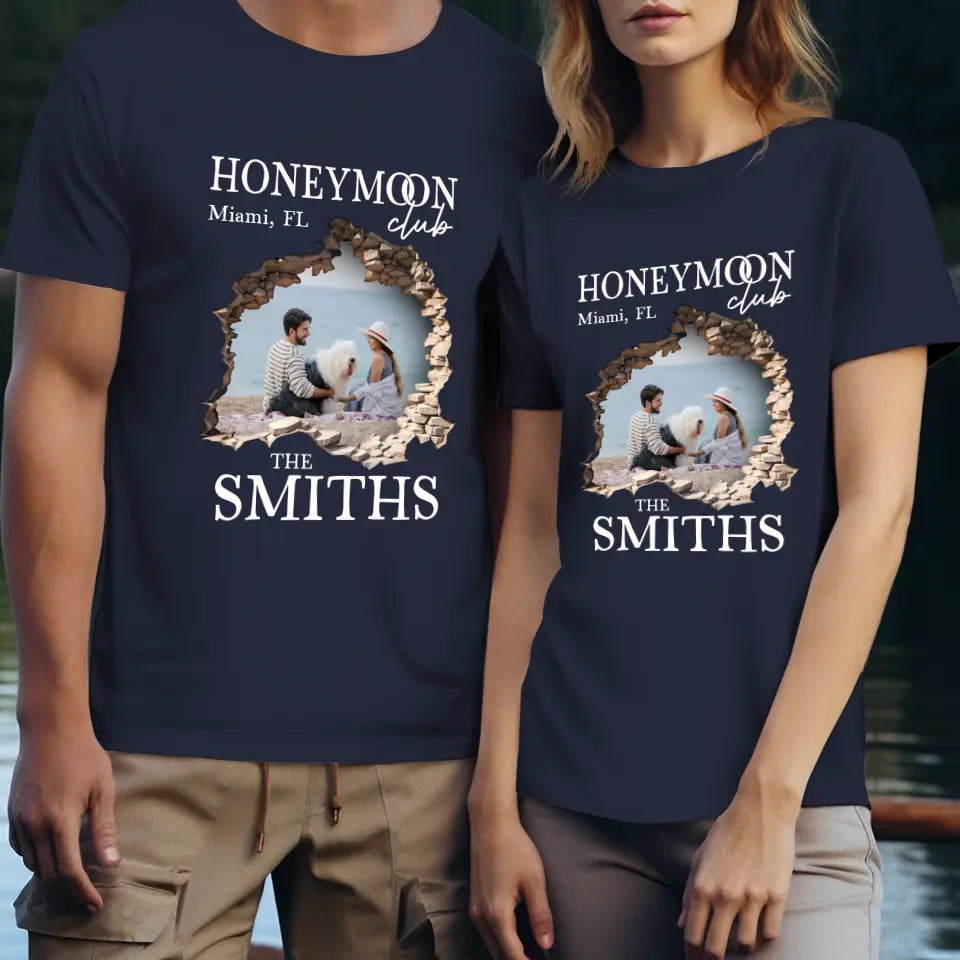 Honeymoon Honeymoon - Custom Photo - Personalized Gifts for Couples - Unisex T-Shirt