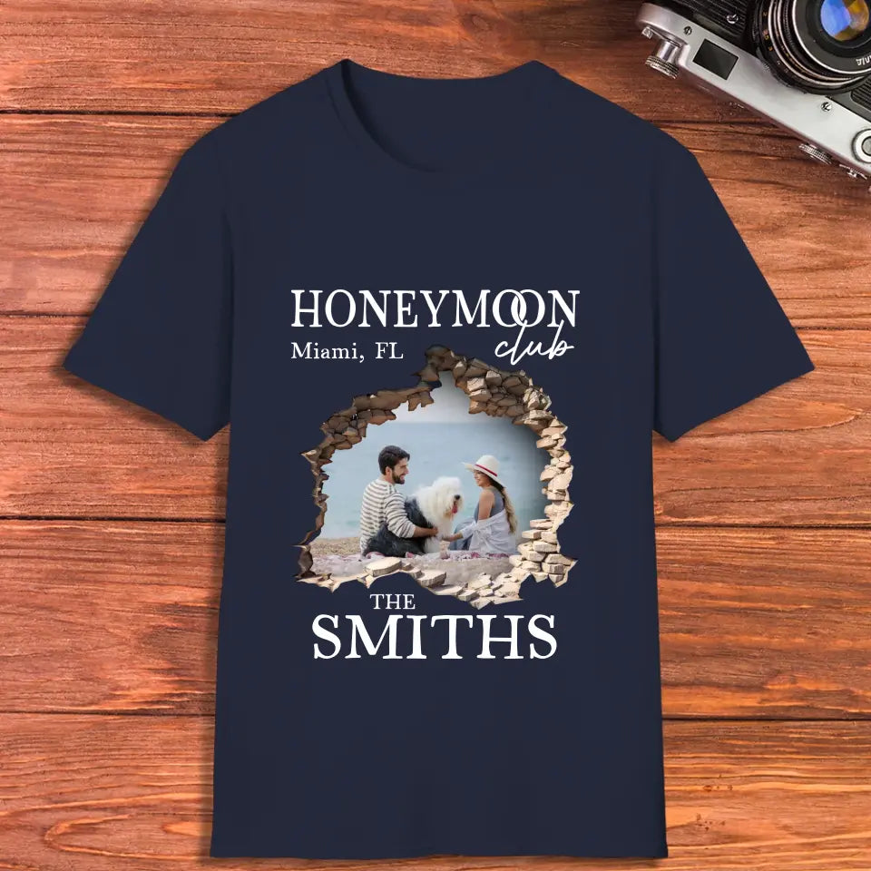 Honeymoon Honeymoon - Custom Photo - Personalized Gifts for Couples - Unisex T-Shirt