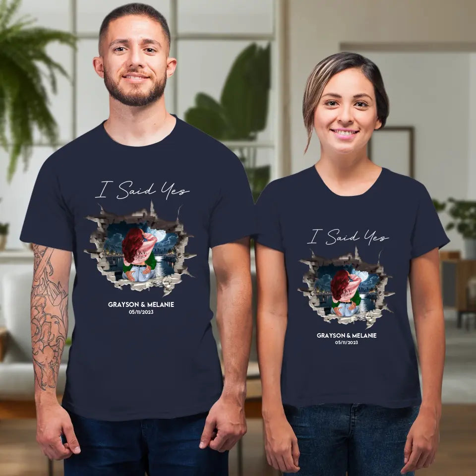 I Asked - Custom Photo - Personalized Gifts for Couples - Unisex T-Shirt