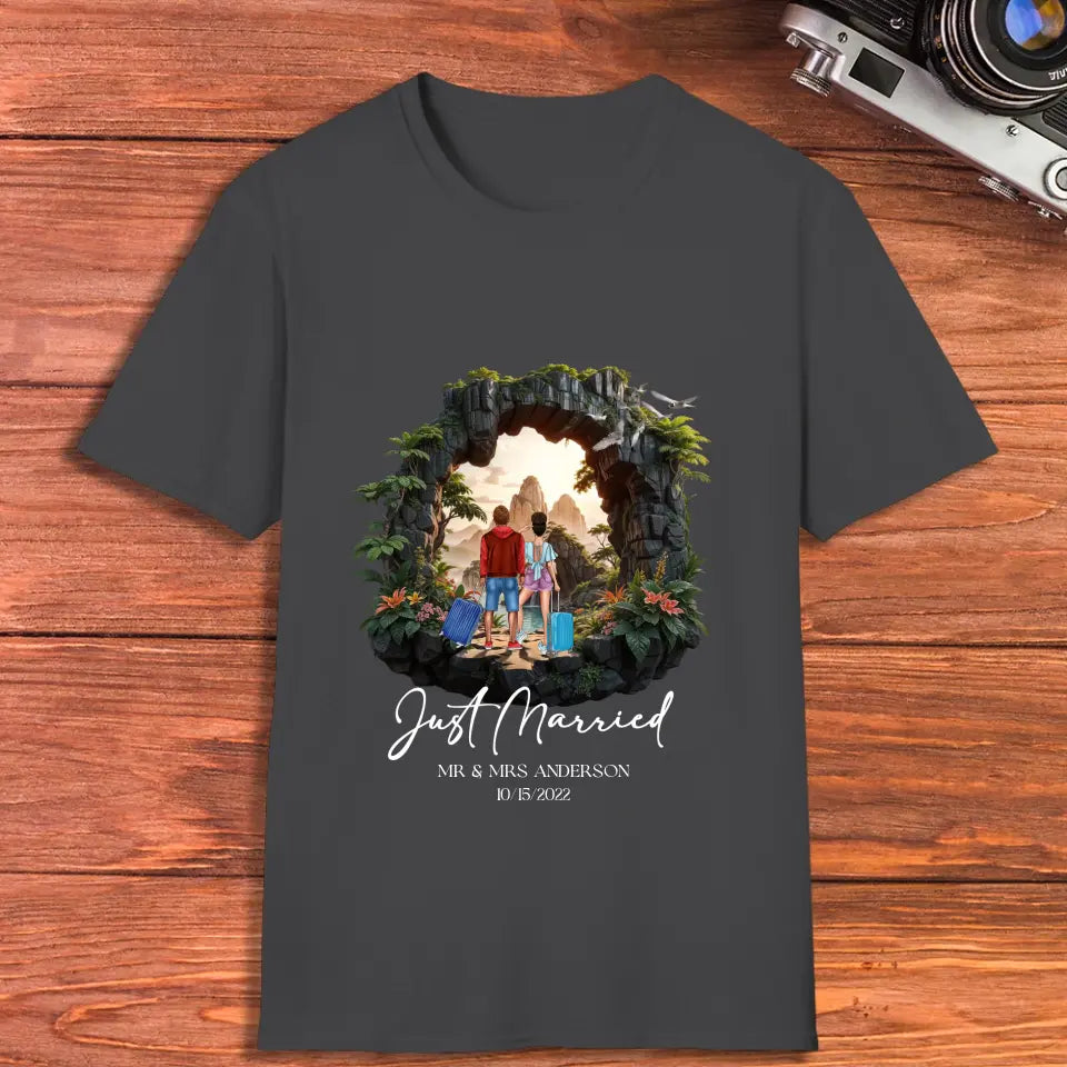 Just Married - Custom Name - Personalized Gifts For Couple - T-Shirt