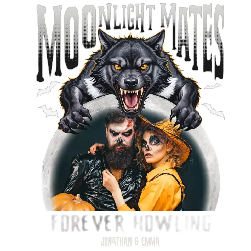 Moonligtht Mates - Custom Photo - Personalized Gifts For Couple - T-shirt