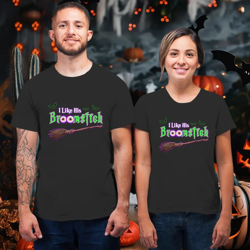 Broomstick & Pumpkins - Custom Pumpkin - Personalized Gifts For Couple - T-shirt