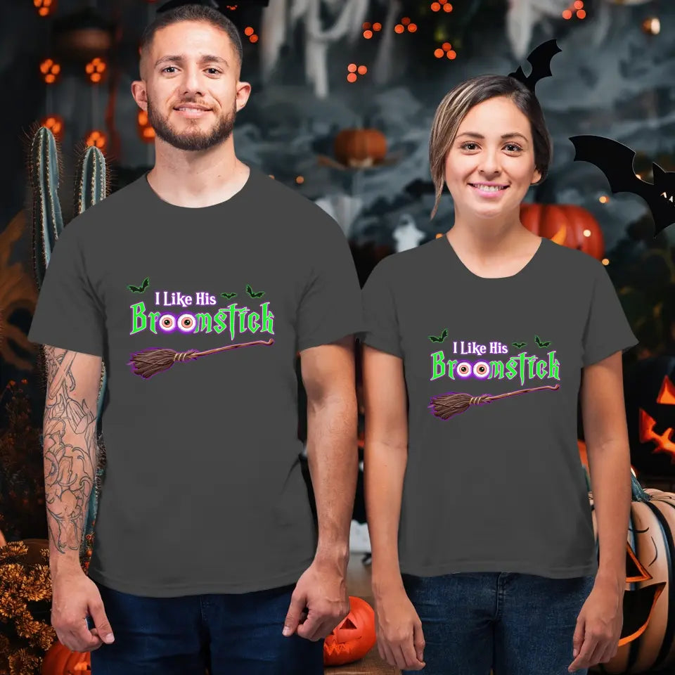 Broomstick & Pumpkins - Custom Pumpkin - Personalized Gifts For Couple - T-shirt