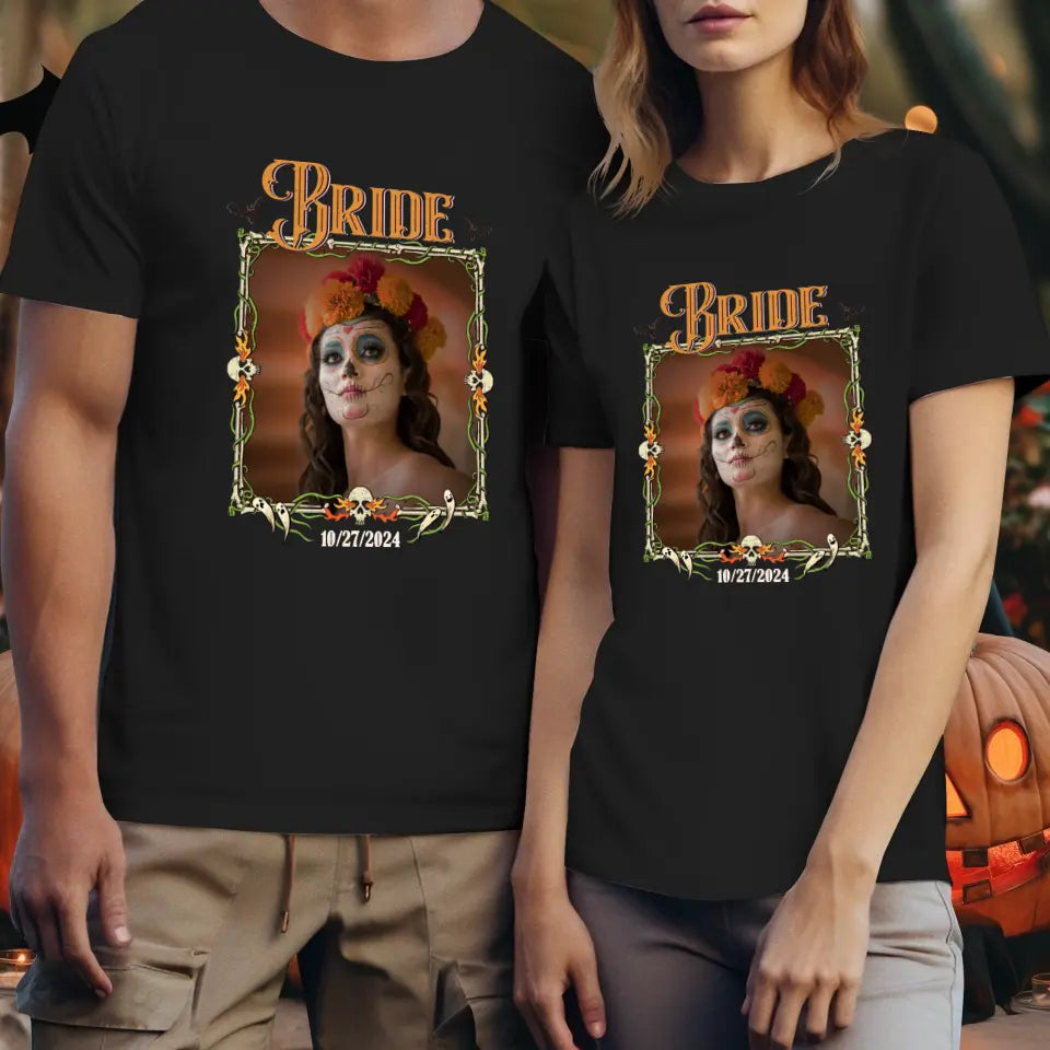 Broom & Bride - Custom Photo - Personalized Gifts For Couple - T-shirt