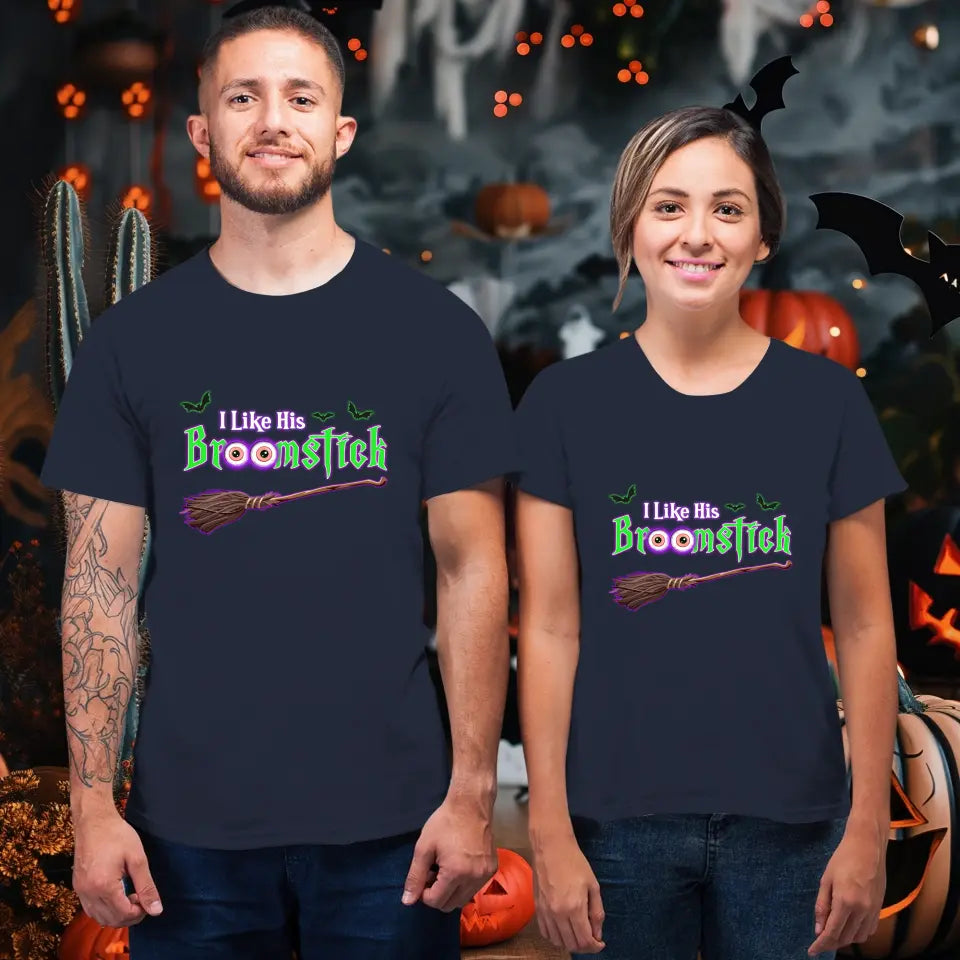 Broomstick & Pumpkins - Custom Pumpkin - Personalized Gifts For Couple - T-shirt