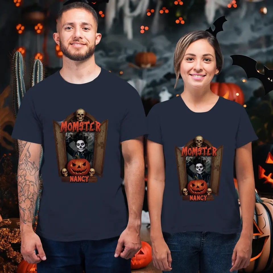 Dadcular & Momster - Custom Photo - Personalized Gifts For Couple - T-shirt