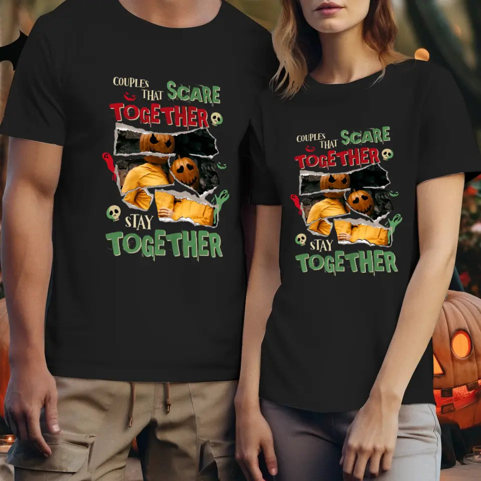 Couples That Scare Together - Custom Photo - Personalized Gifts for Couples - T-Shirt