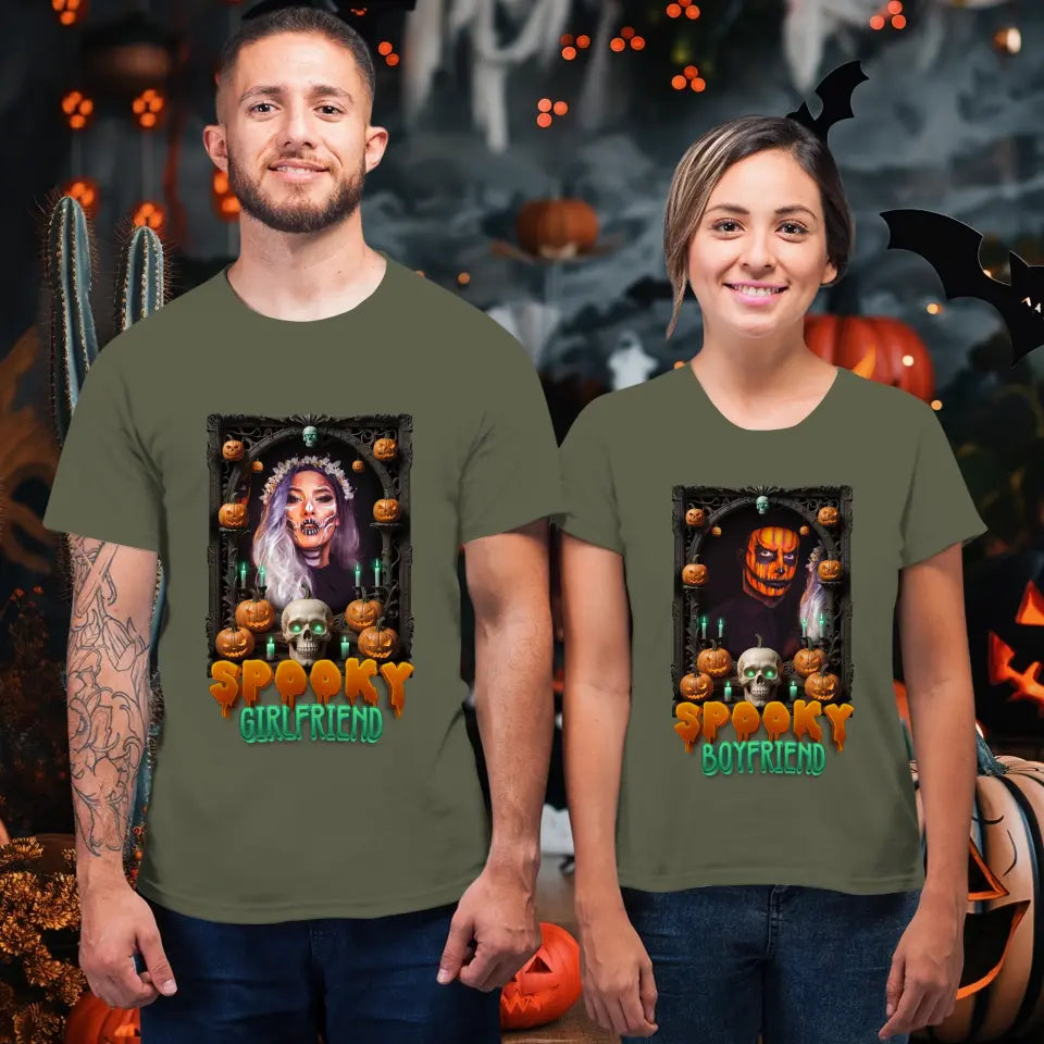 Spooky Couple - Custom Photo - Personalized Gifts For Couple - T-shirt