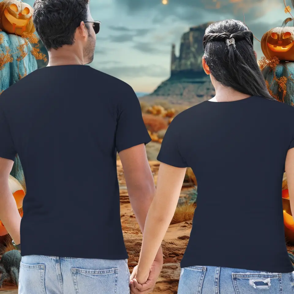 Spooky Couple - Custom Photo - Personalized Gifts For Couple - T-shirt