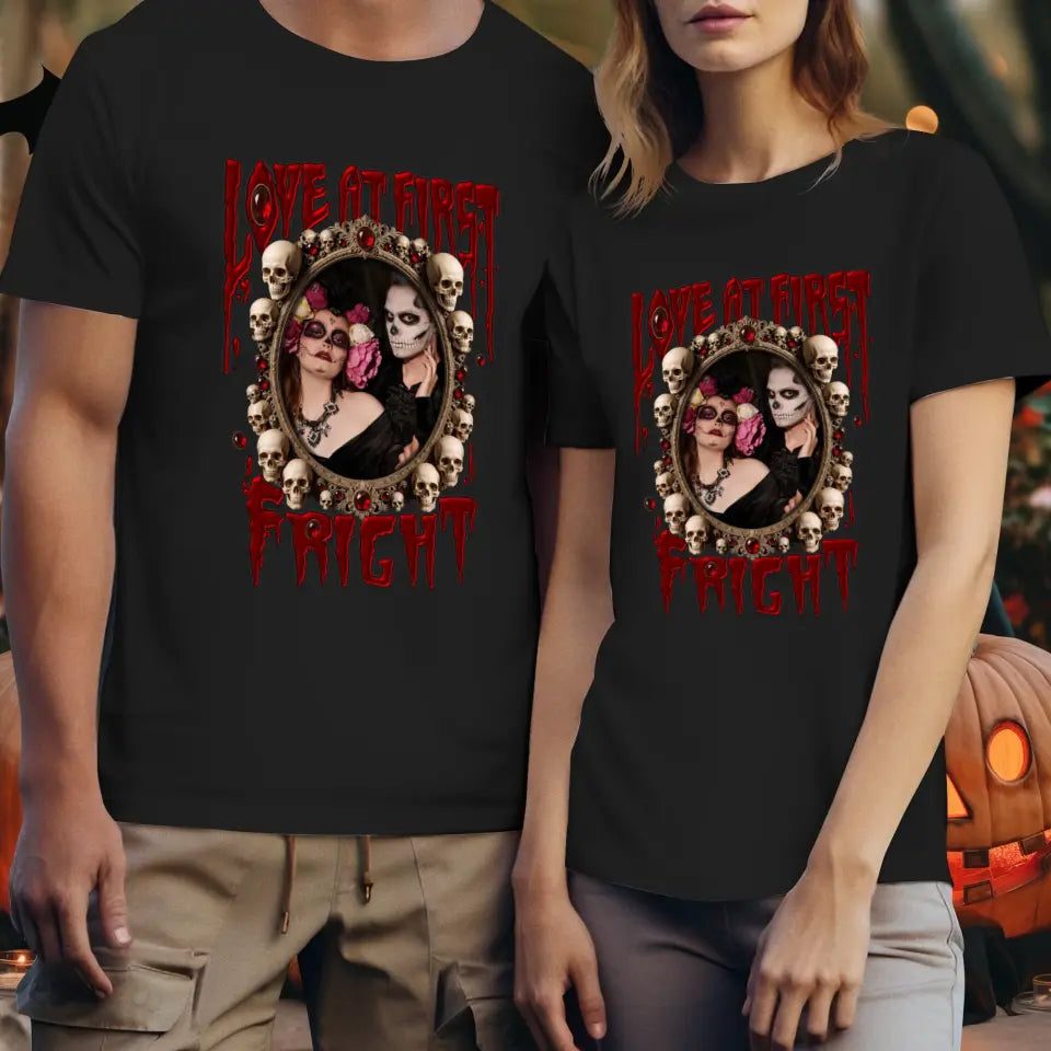 Love At First Fright - Custom Photo - Personalized Gifts for Couples - T-Shirt