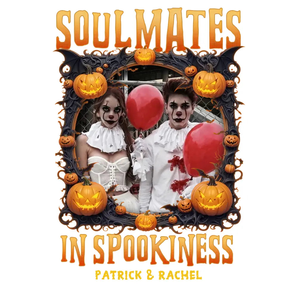 Soulmates In Spookiness - Custom Photo - Personalized Gifts for Couples - T-Shirt