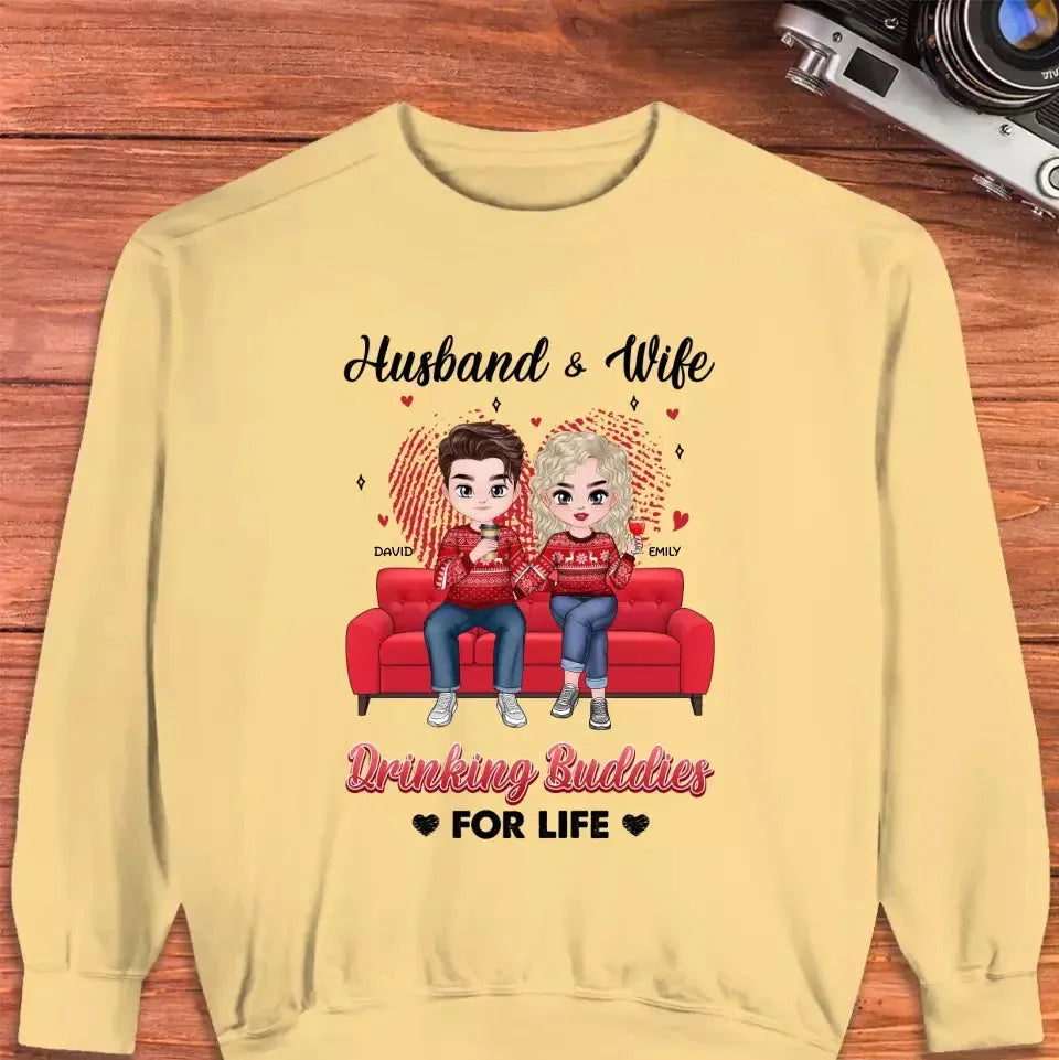 Drinking Buddies For Life - Personalized Gifts for Couples - Unisex Sweater