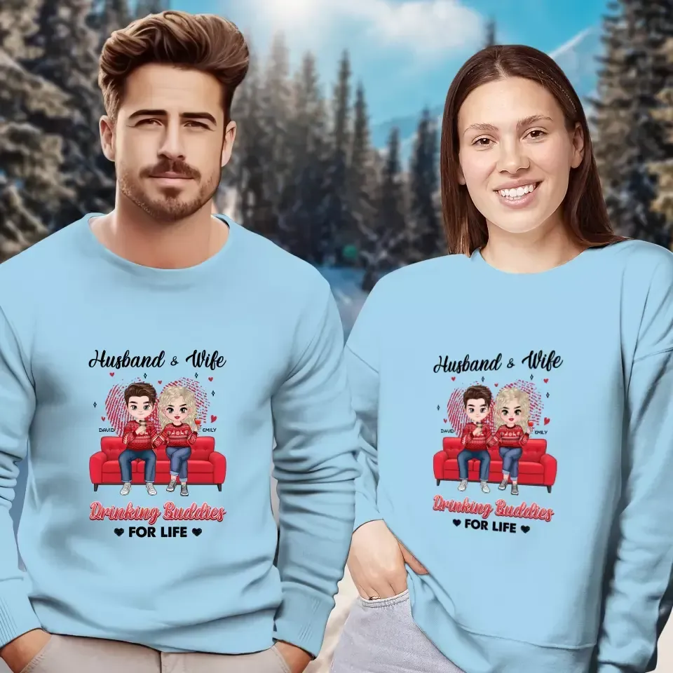 Drinking Buddies For Life - Personalized Gifts for Couples - Unisex Sweater