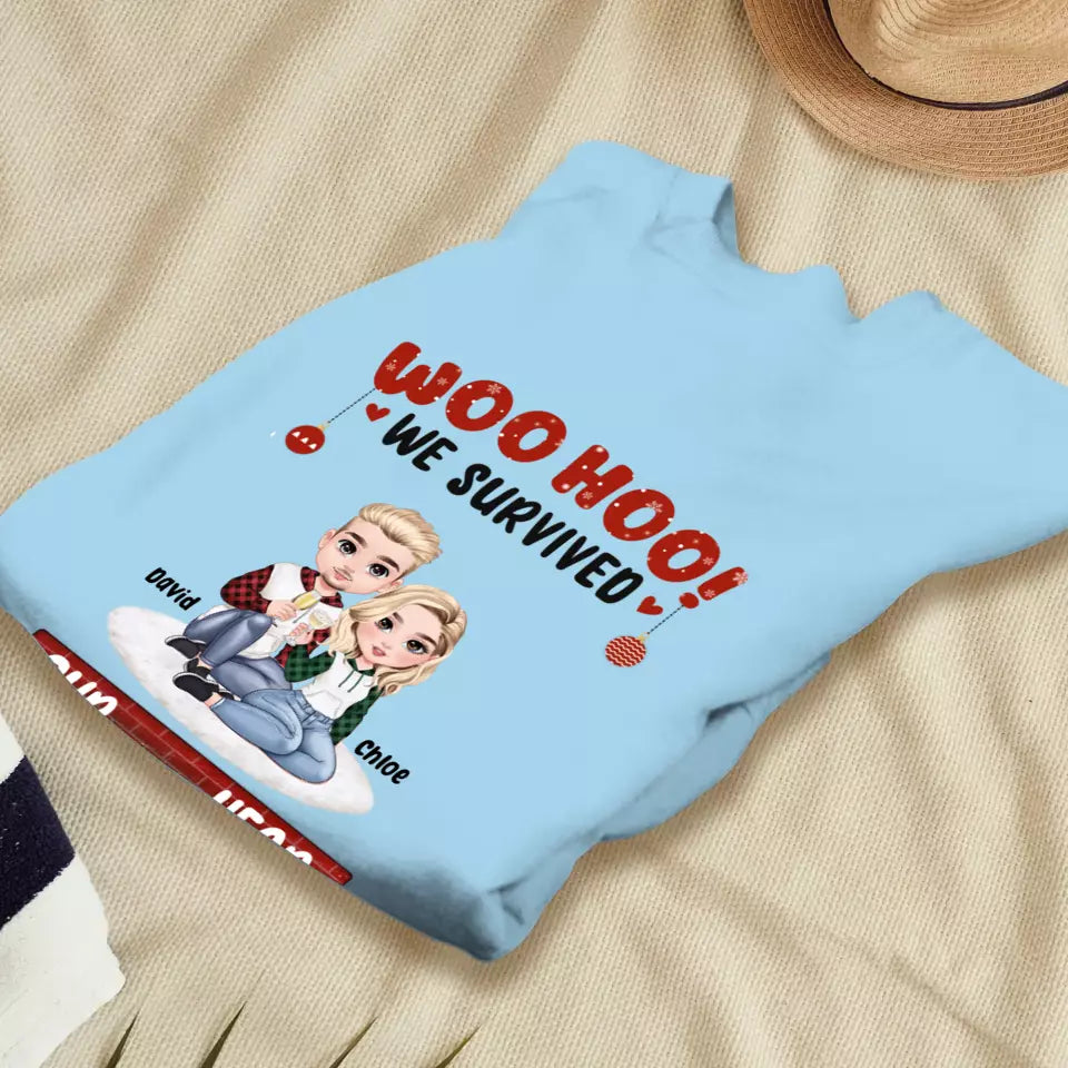 Woo Hoo We Survived Another Year Together - Custom Quote - Personalized Gifts for Couples - Sweater