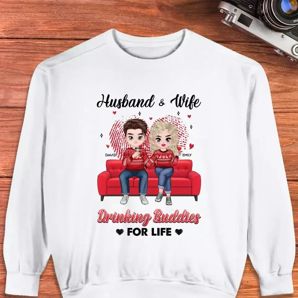 Drinking Buddies For Life - Personalized Gifts for Couples - Unisex Sweater