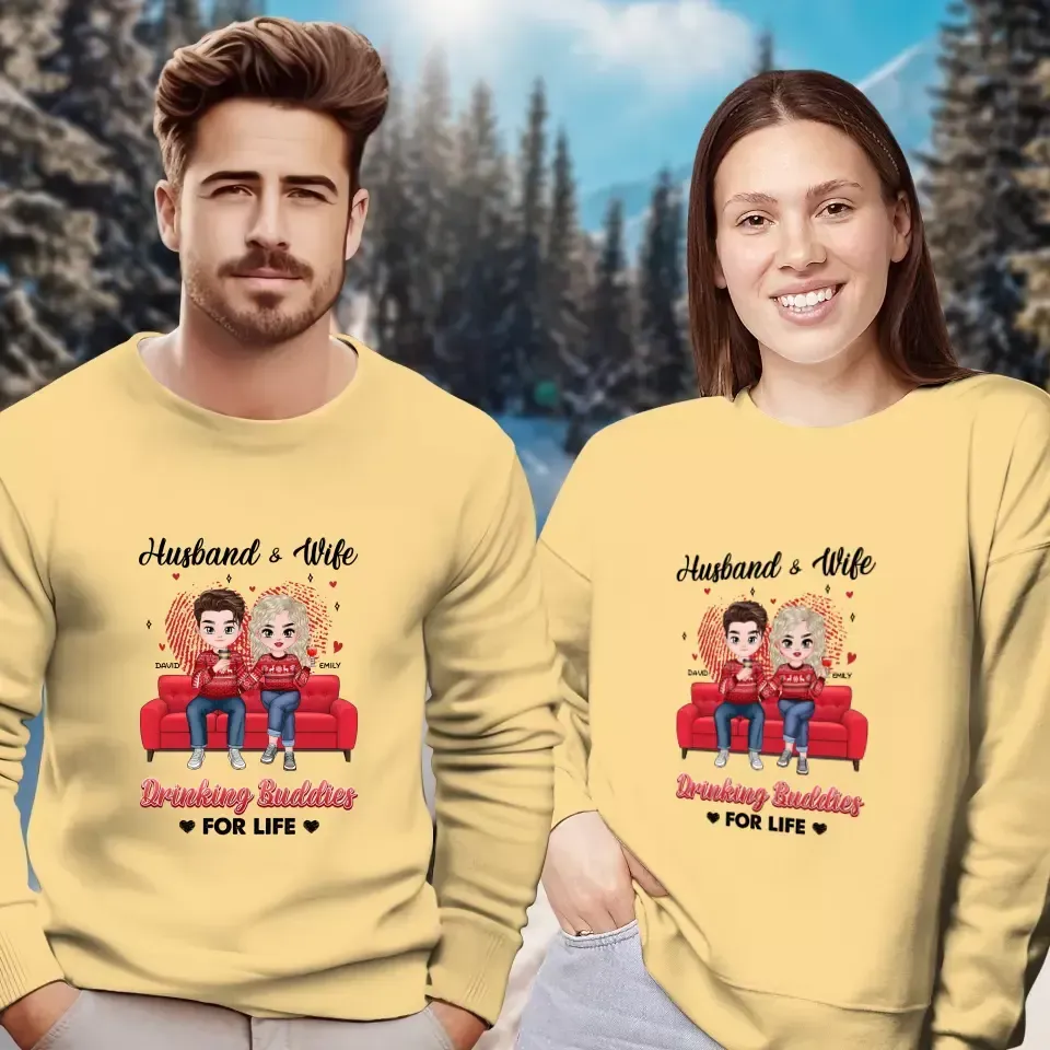 Drinking Buddies For Life - Personalized Gifts for Couples - Unisex Sweater