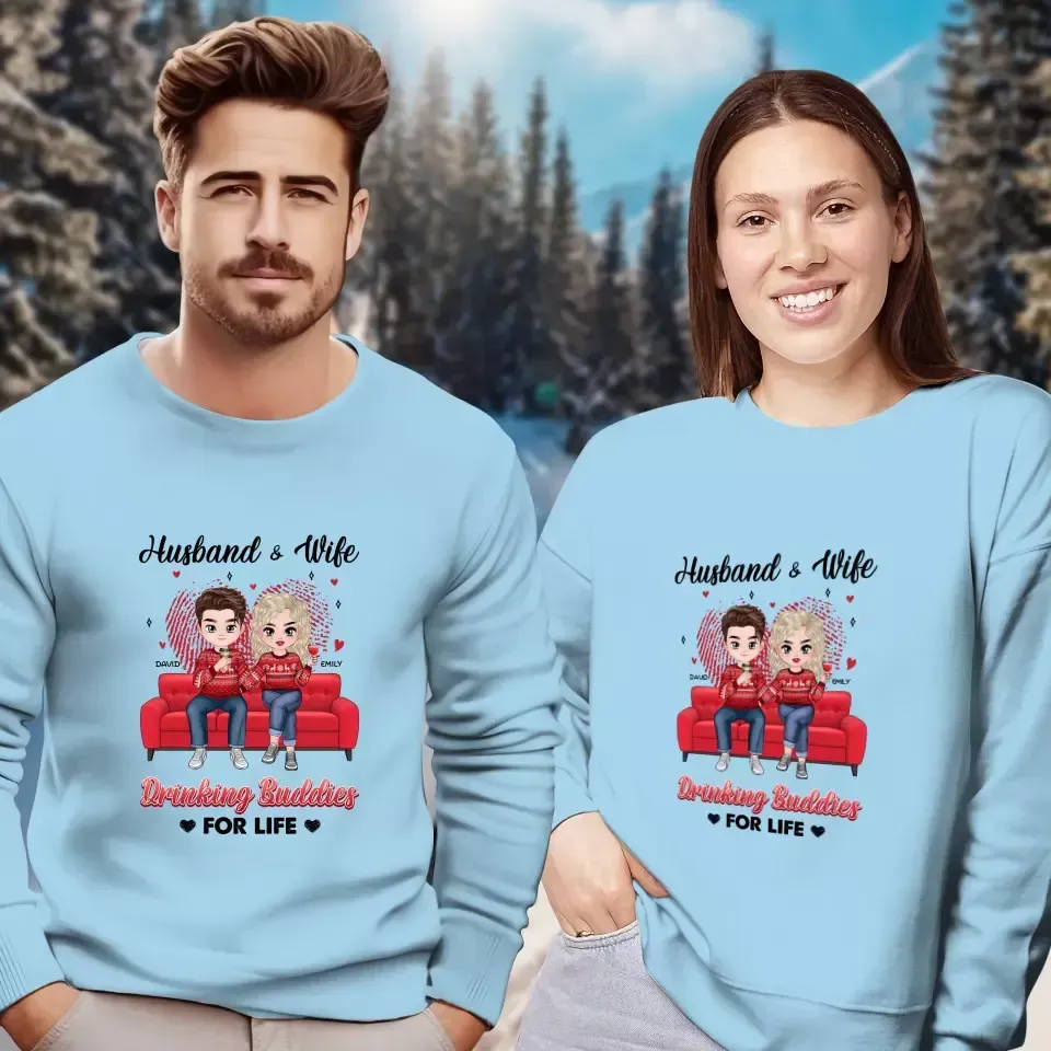 Drinking Buddies For Life - Personalized Gifts for Couples - Unisex Sweater