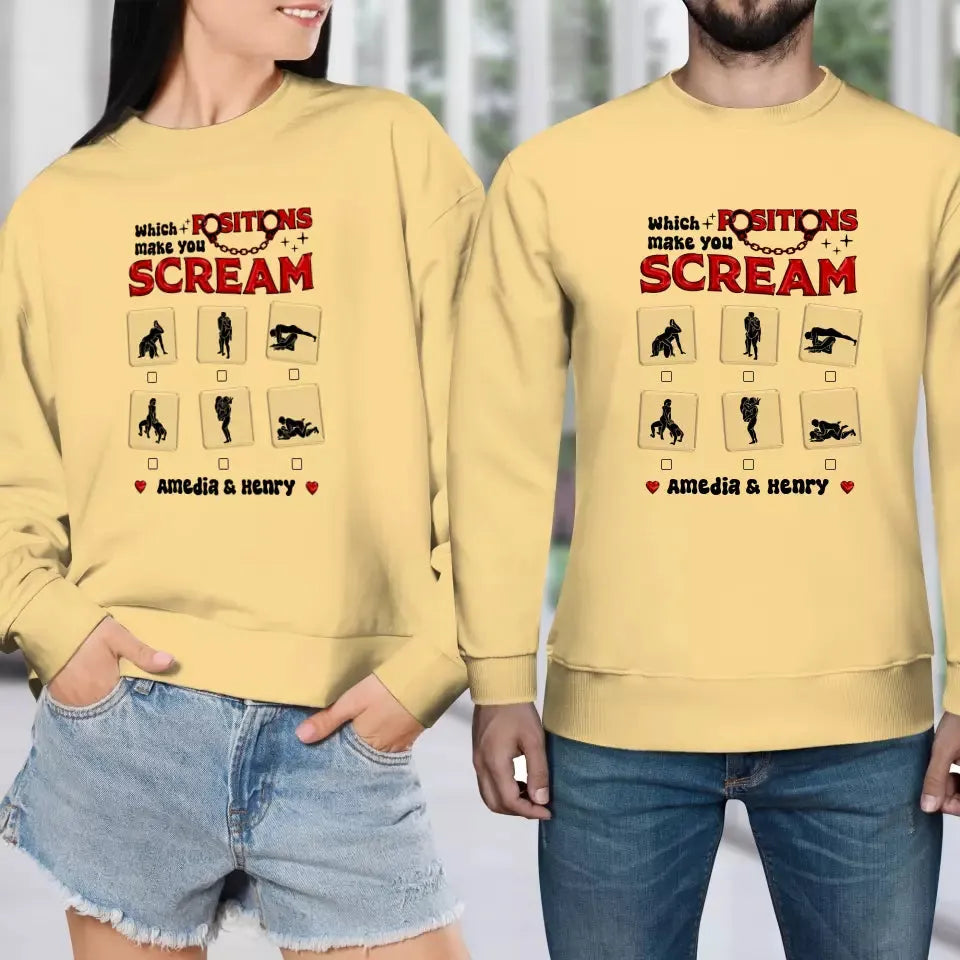 Which Position Makes You Scream  - Personalized Gifts For Couple - Unisex Sweater